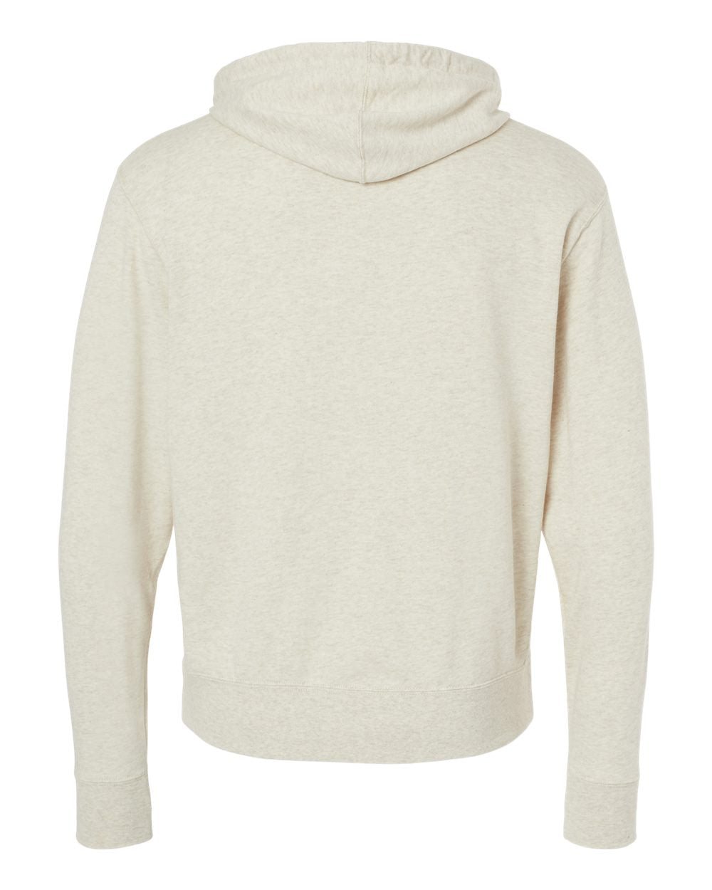 Rear View of Oatmeal Heather Midweight French Terry Hooded Sweatshirt - PRM90HT