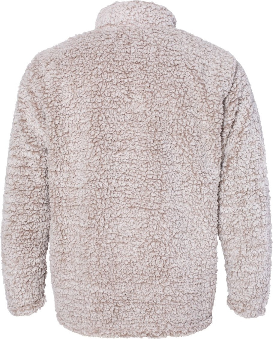 Front View of Oatmeal Heather Sherpa Quarter-Zip Pullover - 8454
