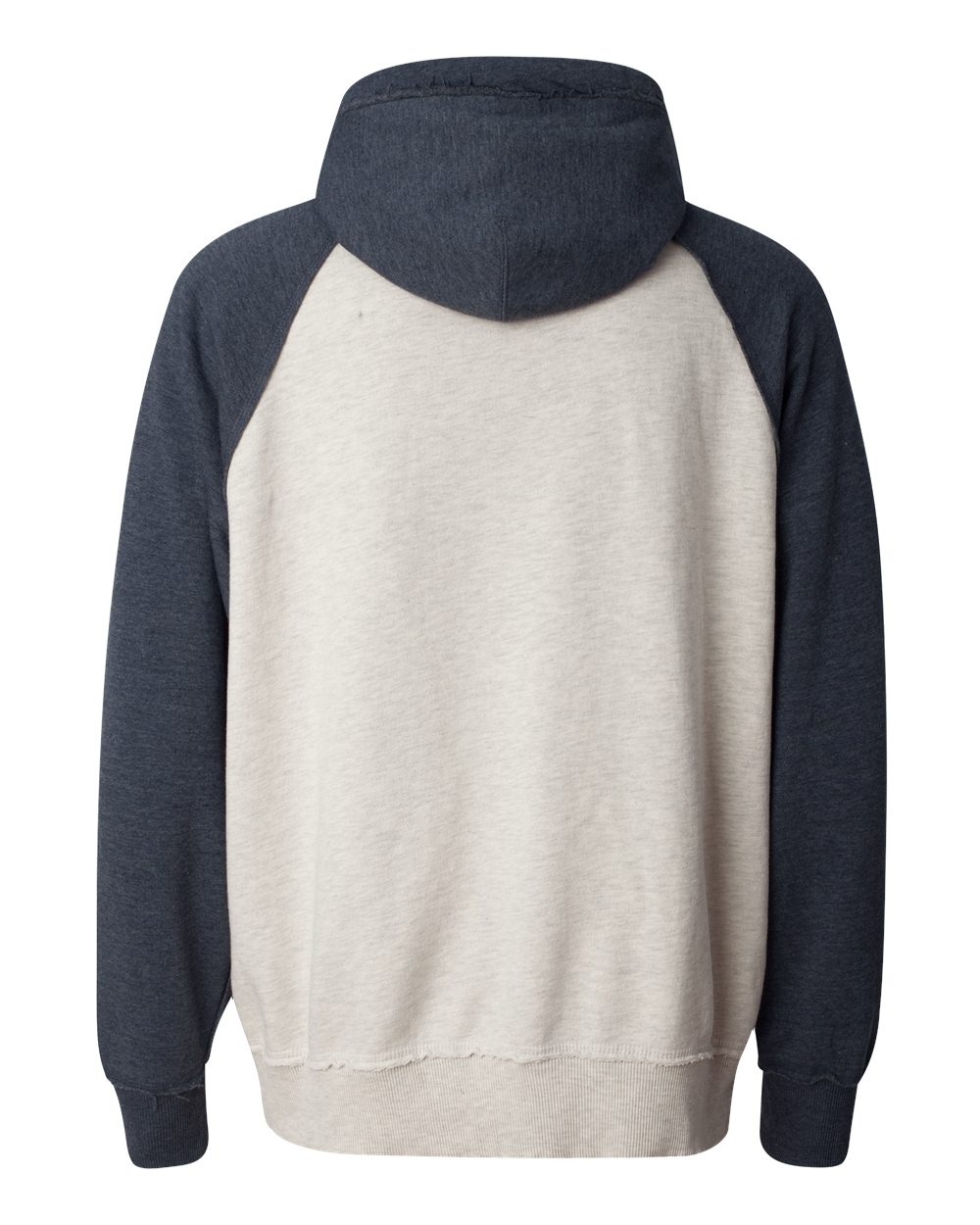 Front View of Oatmeal Heather/ Vintage Navy Heather Vintage Heather Hooded Sweatshirt - 8885