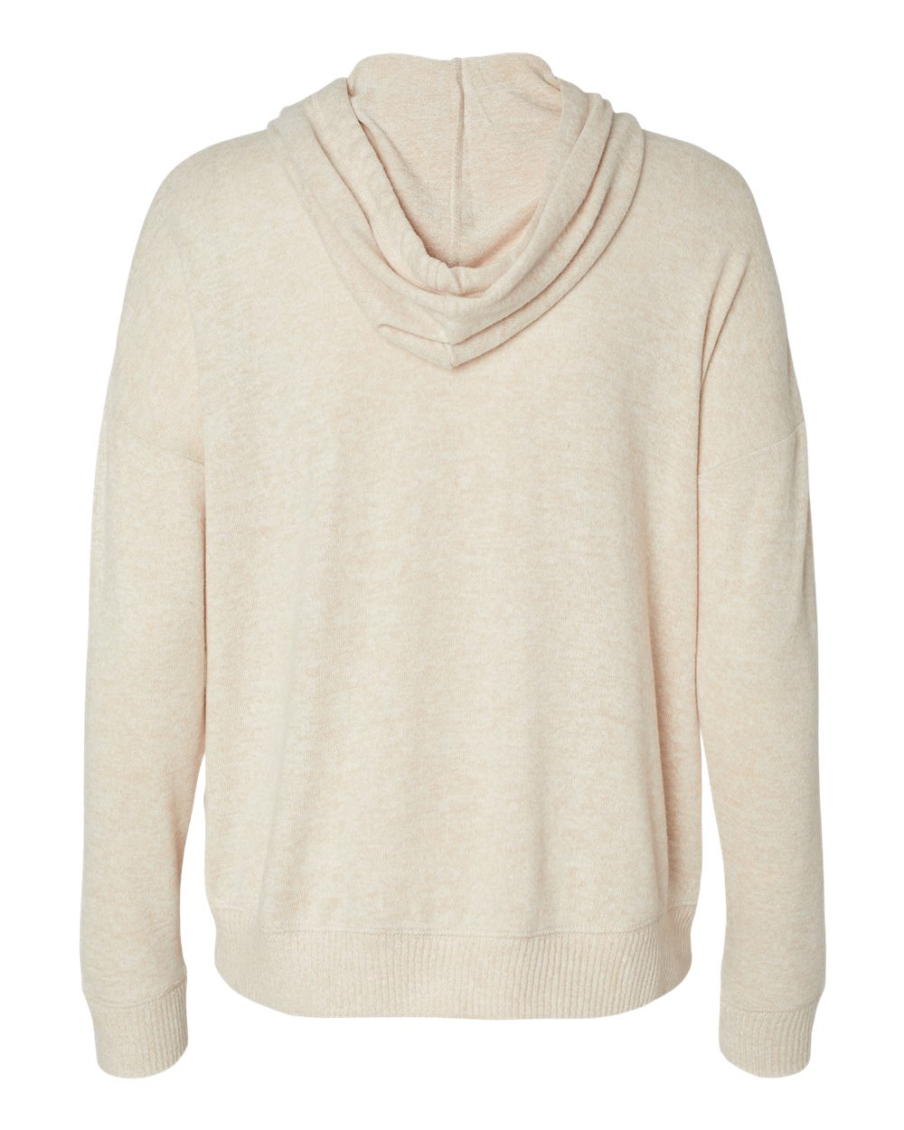 Front View of Oatmeal Heather Women's Cuddle Fleece Hooded Pullover - BW1501