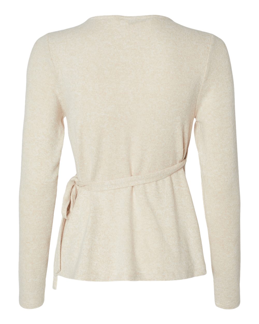 Front View of Oatmeal Heather Women's Cuddle Wrap Top - BW1301