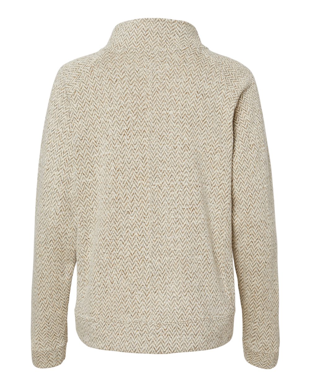 Front View of Oatmeal Herringbone Women's Traverse Full-Zip Sweater - 8716