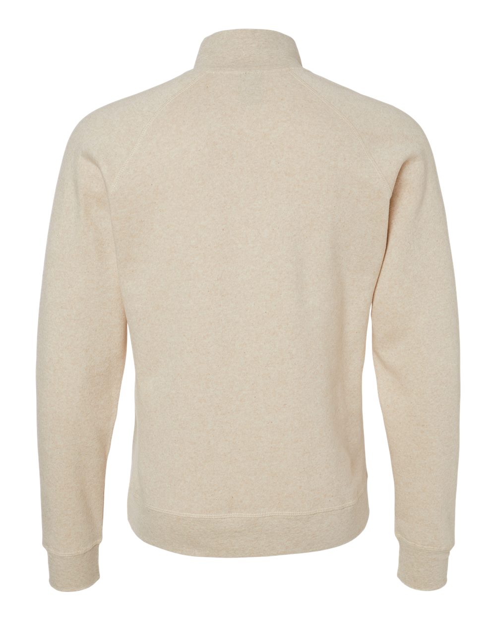 Rear View of Oatmeal Triblend Triblend Quarter-Zip Sweatshirt - 8869