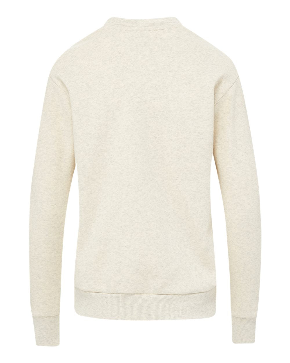 Rear View of Oatmeal Women's Raelynn Cloud Fleece Crewneck Sweatshirt - W23140 plain