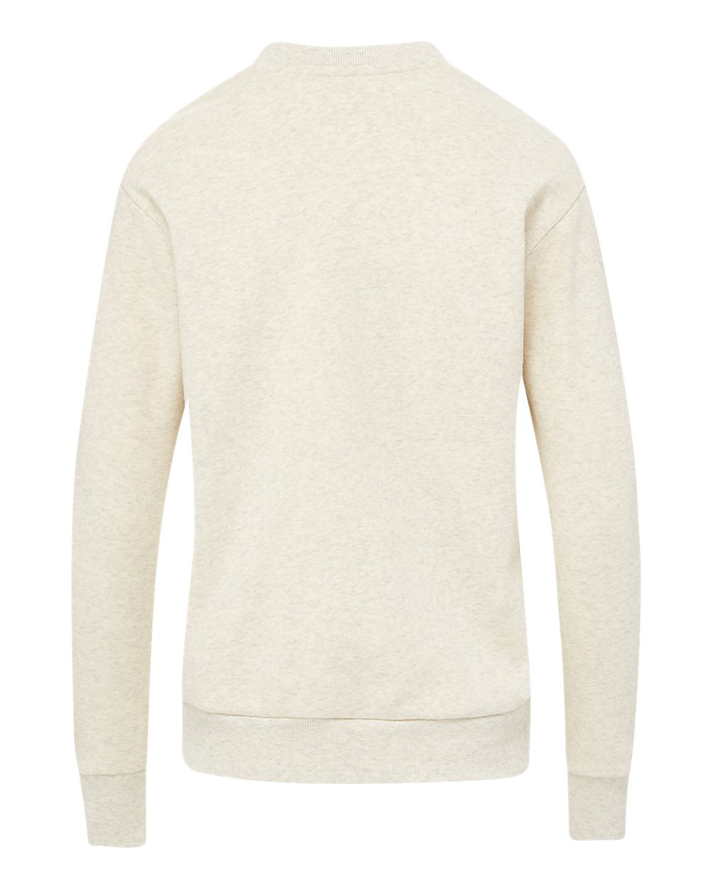 Rear View of Oatmeal Women's Raelynn Cloud Fleece Crewneck Sweatshirt - W23140 plain