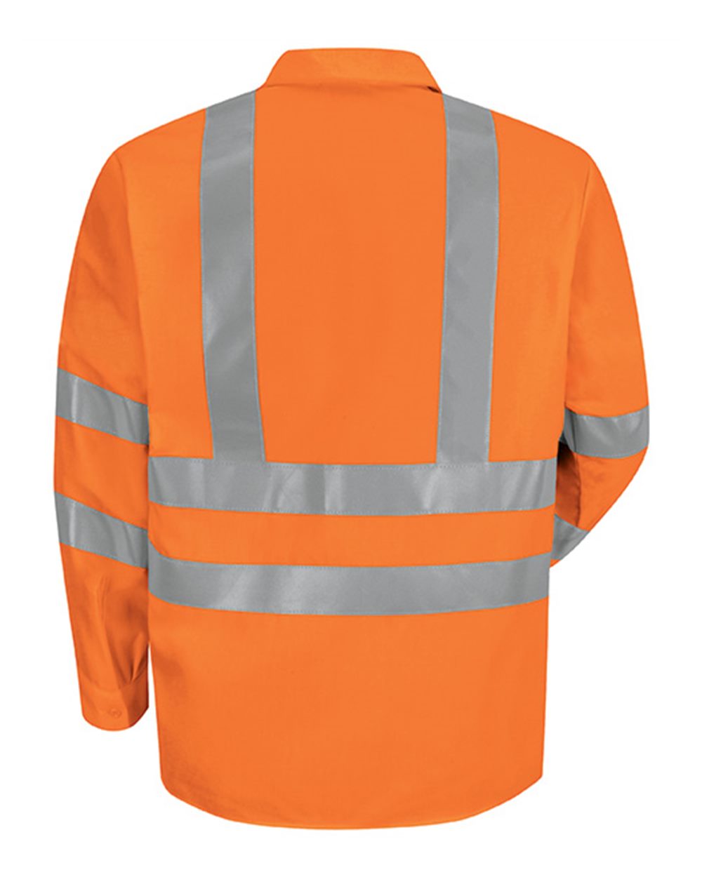 Front View of OF-Fluorescent Orange High Visibility Safety Long Sleeve Work Shirt - SS14HV