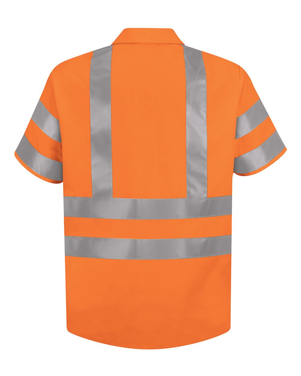 Front View of OF-Fluorescent Orange High Visibility Safety Short Sleeve Work Shirt - SS24HV