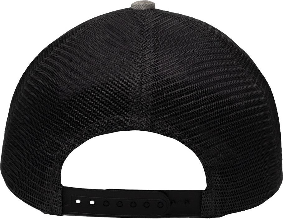 Front View of Old Wash Grey/ Black Modern Five-Panel Trucker Fit Cap - SP1550