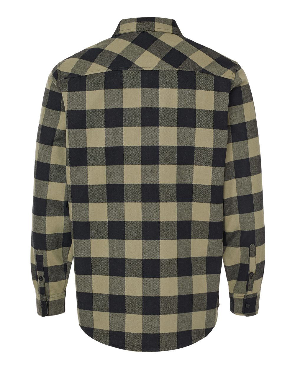 Front View of Olive/ Black Flannel Shirt - EXP50F