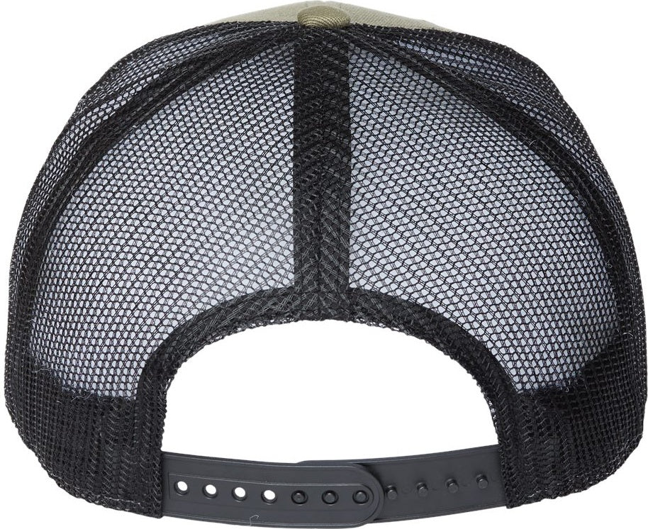 Front View of Olive/ Black Sustainable Trucker Cap - BRYCE
