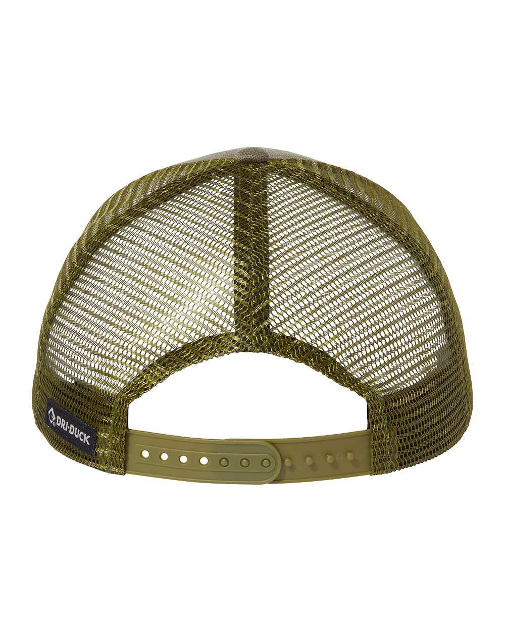 Rear View of Olive/ Camo Pique Trucker Cap - 3358