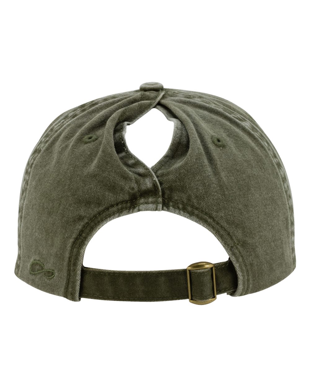 Rear View of Olive/ Camo Women&#39;s Pigment-Dyed with Fashion Undervisor Cap - CASSIE