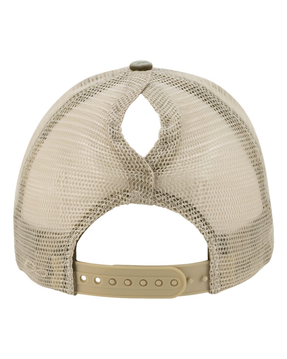 Rear View of Olive/ Camo Women&#39;s Washed Mesh-Back Cap - TESS