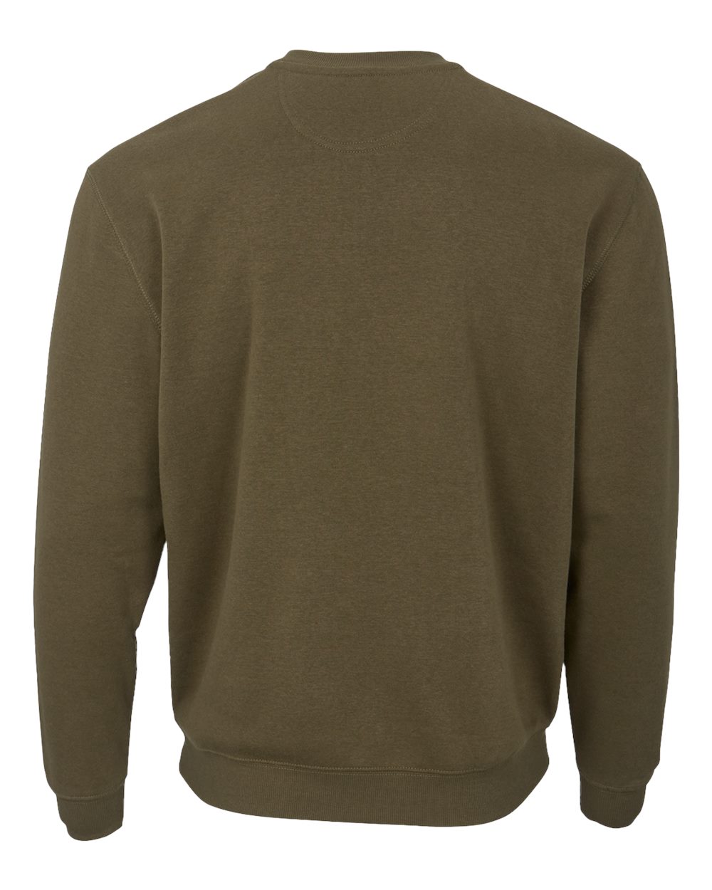 Front View of Olive Fleece Crew Pullover - BM5101