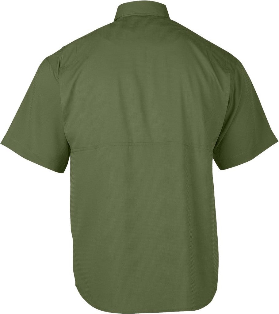 Front View of Olive Green Hatteras Performance Short Sleeve Fishing Shirt - 700