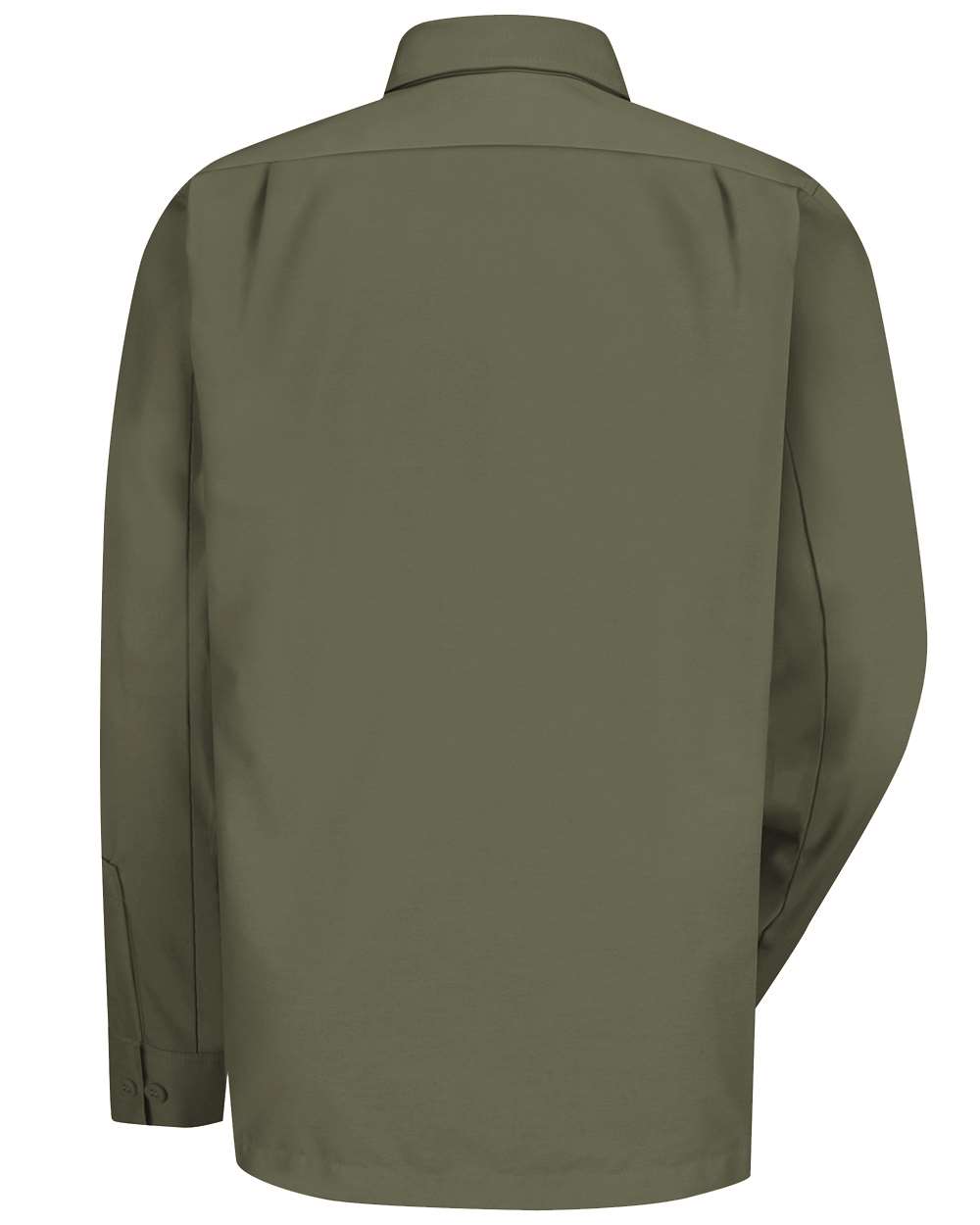 Front View of Olive Green Long Sleeve Work Shirt - WS10