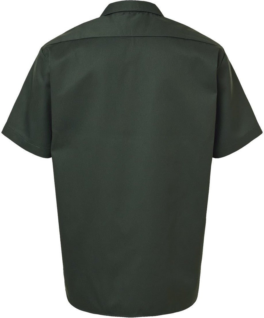 Front View of Olive Green Short Sleeve Work Shirt - 2574