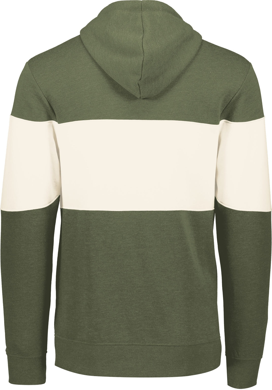 Rear View of OLIVE HEATHER/BIRCH ALL-AMERICAN HOODIE