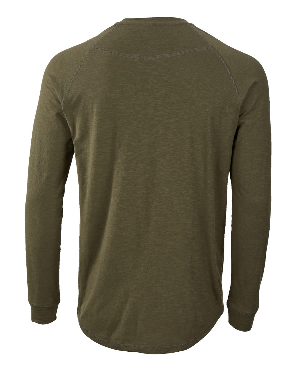 Rear View of Olive Henley Long Sleeve T-Shirt - BM3101