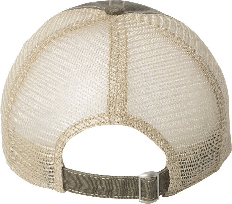 Rear View of Olive/ Khaki Bounty Dirty-Washed Mesh-Back Cap - 3150