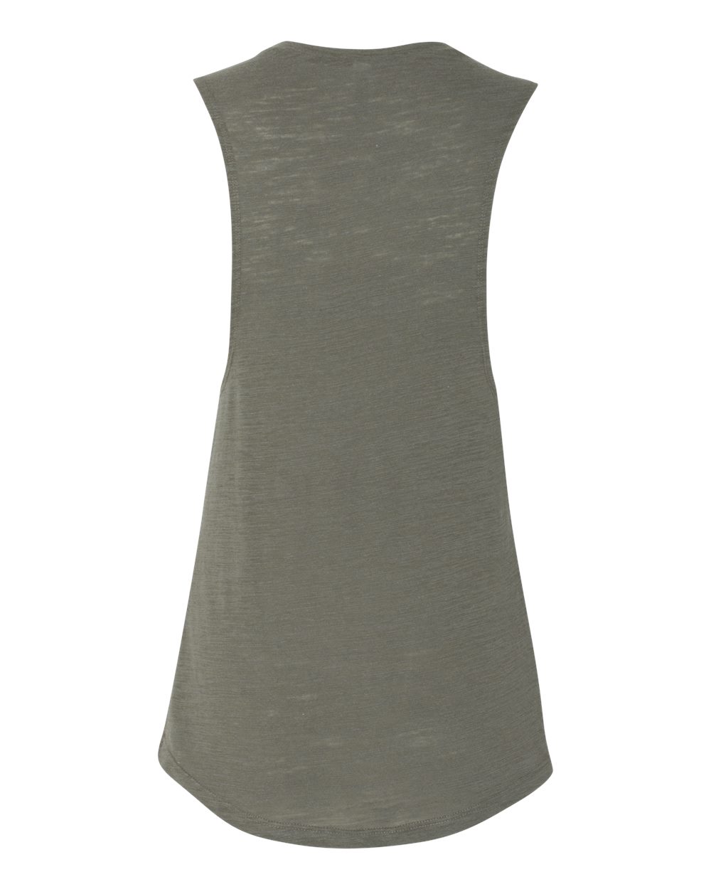 Front View of Olive Slub Women's Flowy Scoop Muscle Tank - 8803