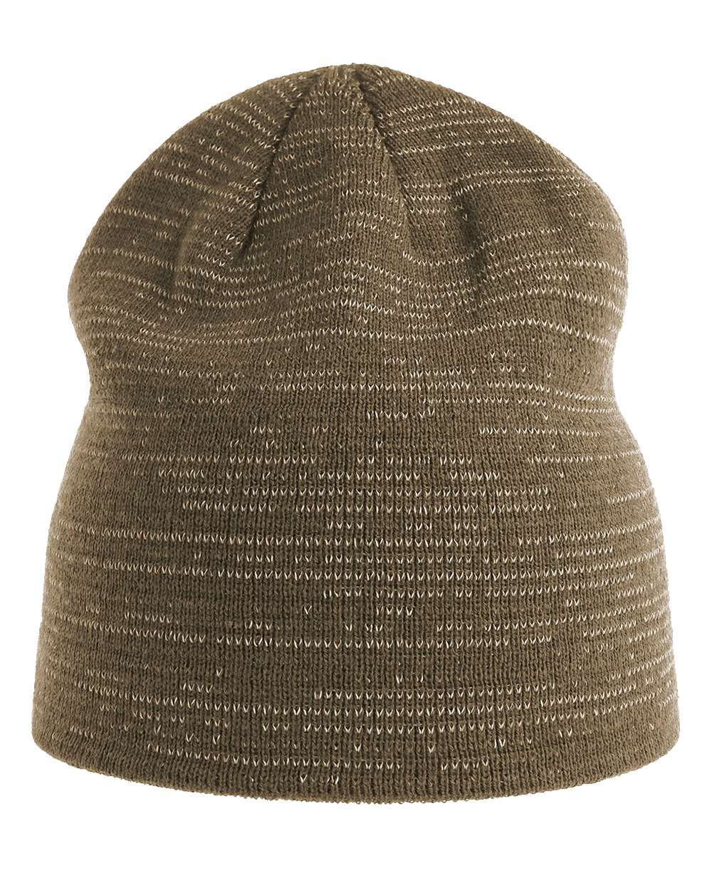 Front View of Olive Sustainable Reflective Beanie - SHINE