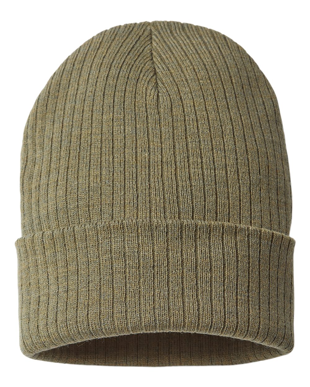 Rear View of Olive Sustainable Rib Cuffed Beanie - RIO
