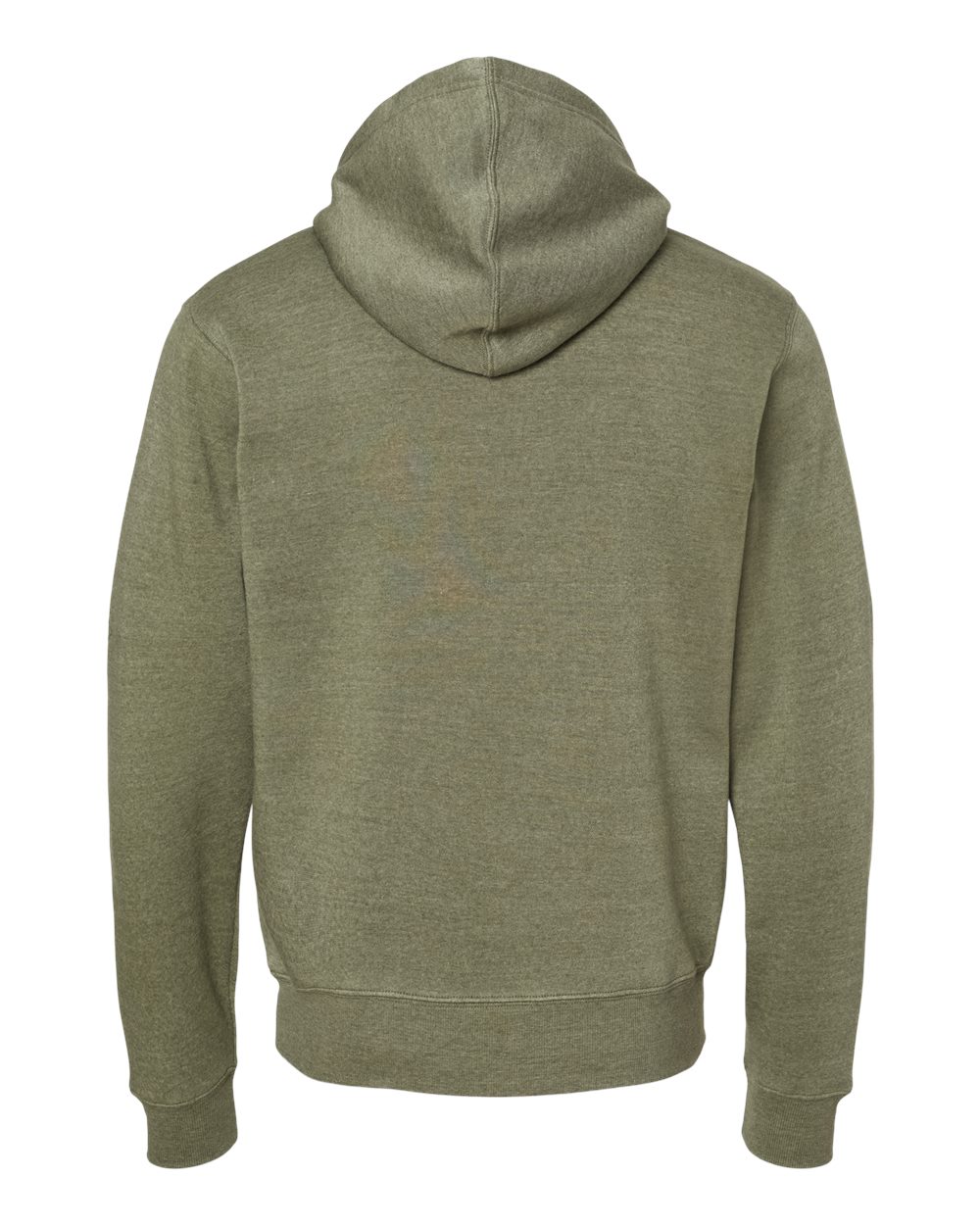 Rear View of Olive Triblend Triblend Fleece Hooded Sweatshirt - 8871