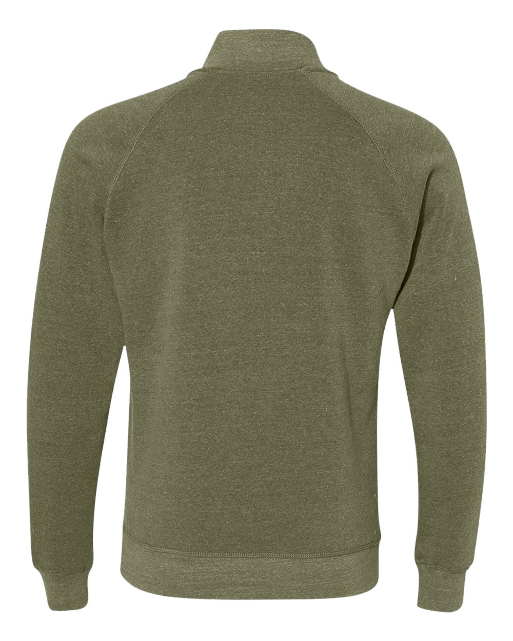 Rear View of Olive Triblend Triblend Quarter-Zip Sweatshirt - 8869