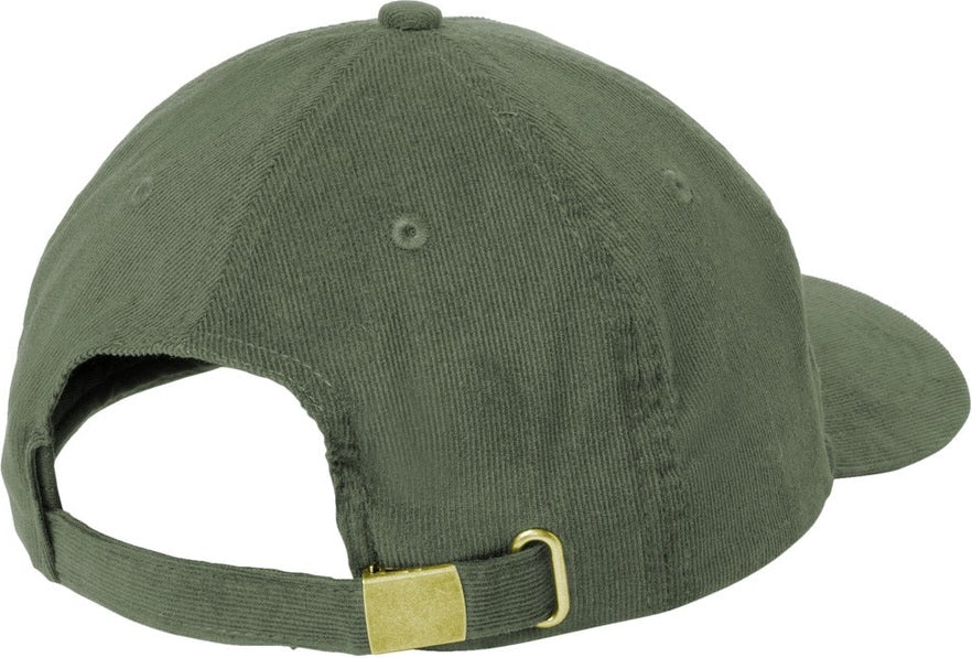 Rear View of OliveGreen Port Authority Light Corduroy Dad Cap C973