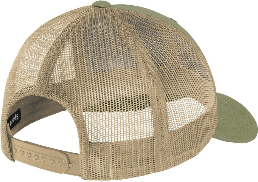 Olive/Khaki Sport-Tek YP Classics Retro Trucker Cap. STC39