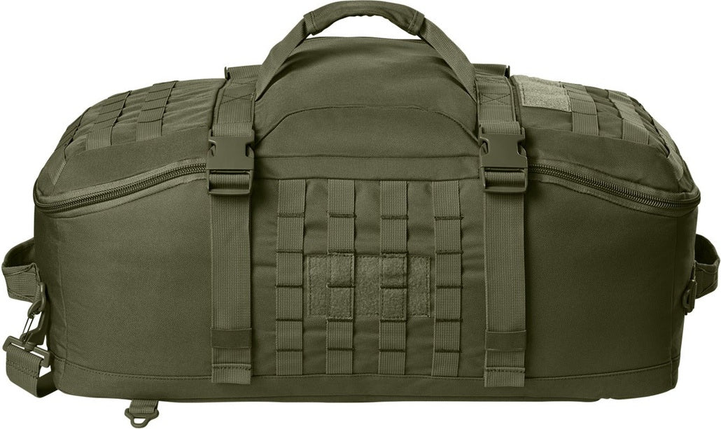 Front View of OlvDrabGn CornerStone Tactical Barrel Duffel CSB817