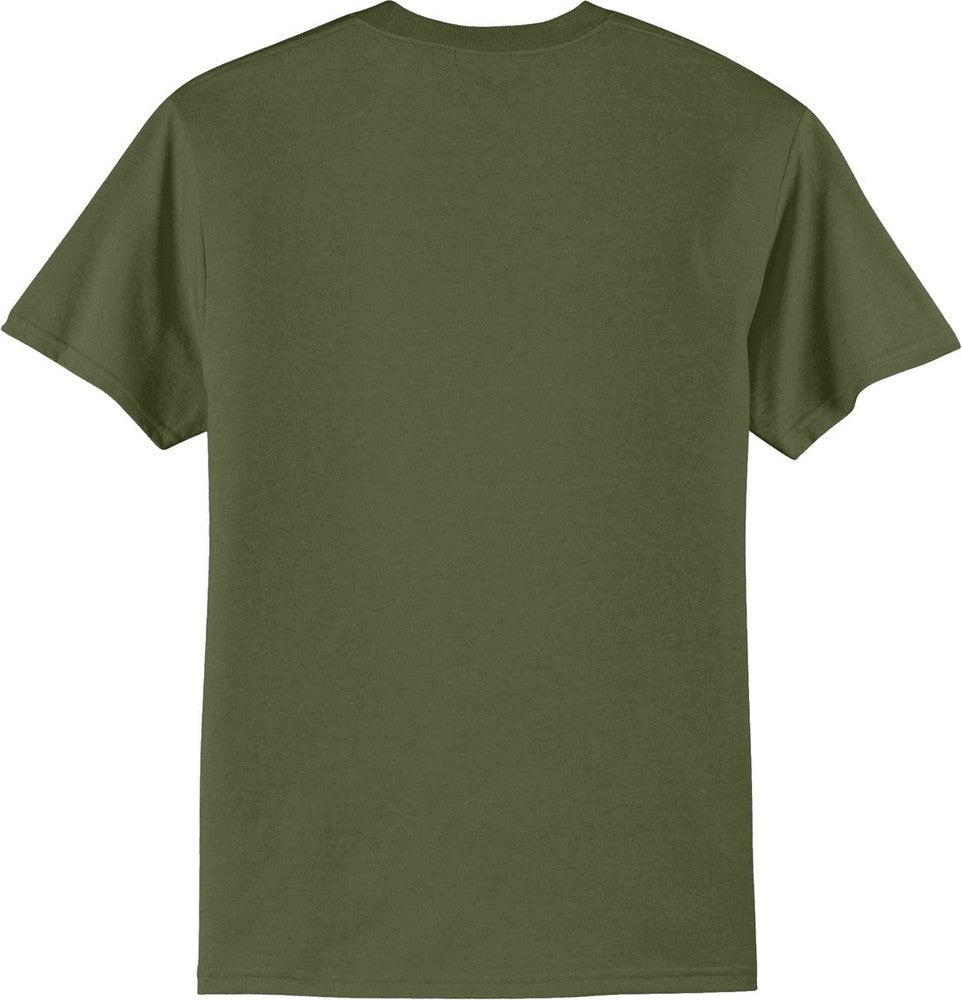 Front View of OlvDrabGn Port & Co Core Blend Tee. PC55