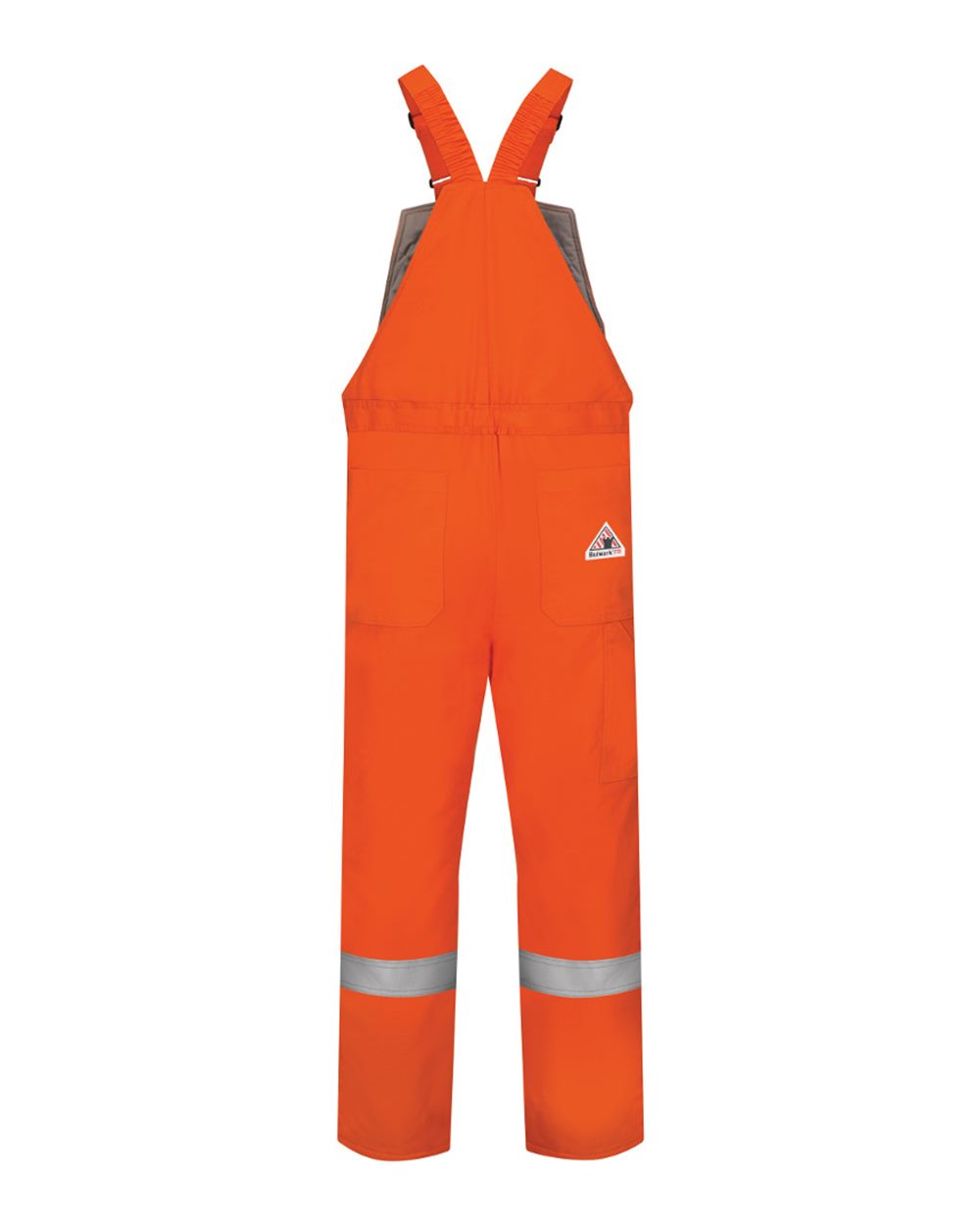 Rear View of Orange Deluxe Insulated Bib Overall with Reflective Trim - EXCEL FR® ComforTouch - Tall Sizes - BLCST
