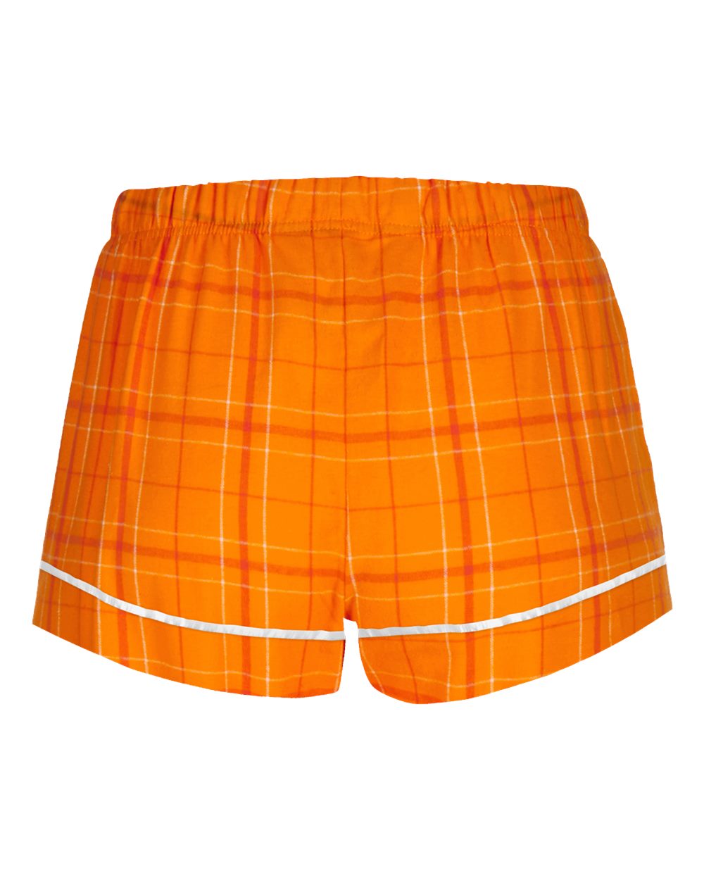 Front View of Orange Field Day Plaid Women's Flannel Shorts - BW6501