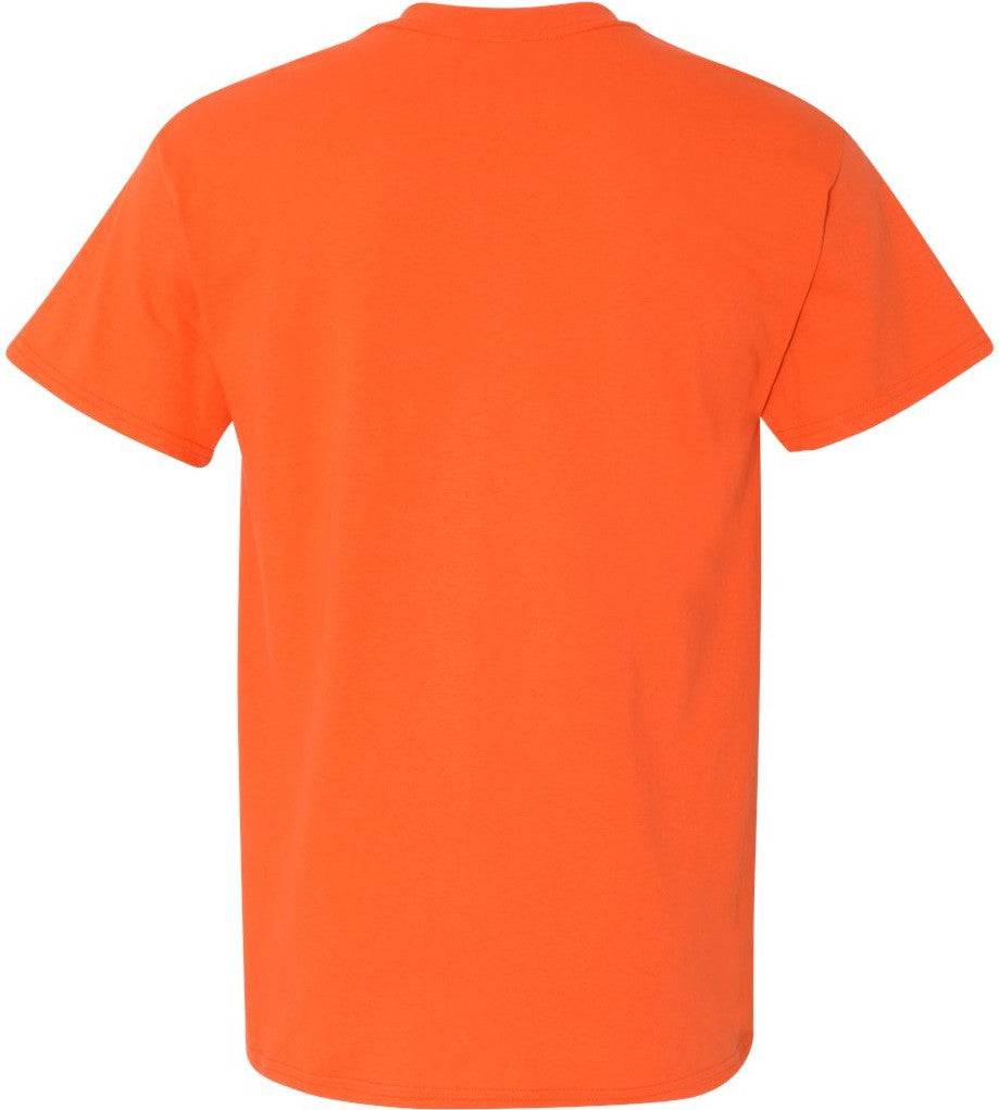 Rear View of Orange Heavy Cotton™ Pocket T-Shirt - 5300