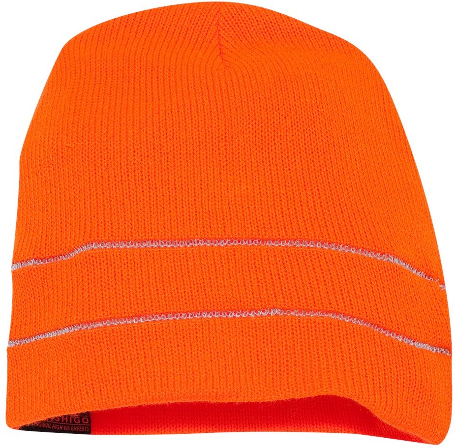 Front View of Orange High Viz Reflective Beanie - 2826-2827