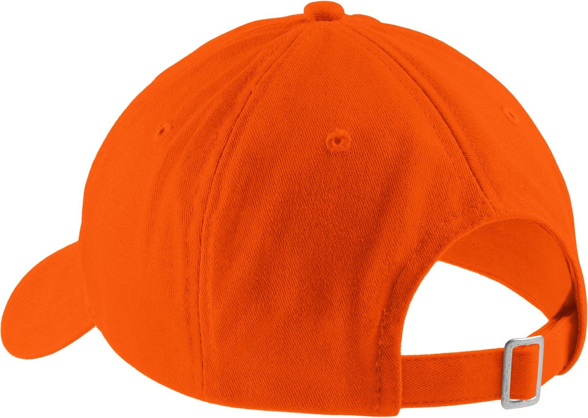 Rear View of Orange Port Authority Brushed Twill Low Profile Cap. CP77