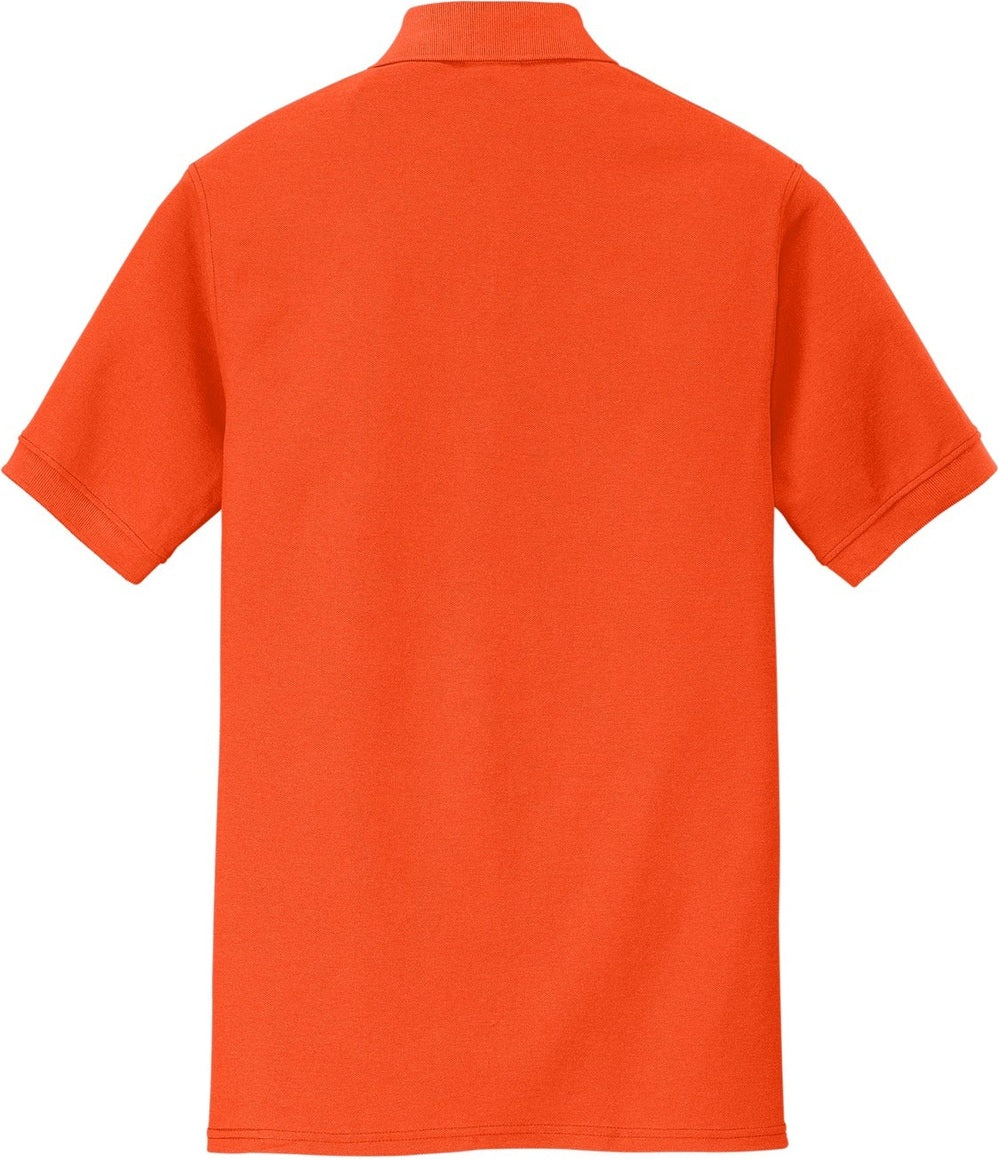 Rear View of Orange Port & Co Core Blend Pique Polo. KP155