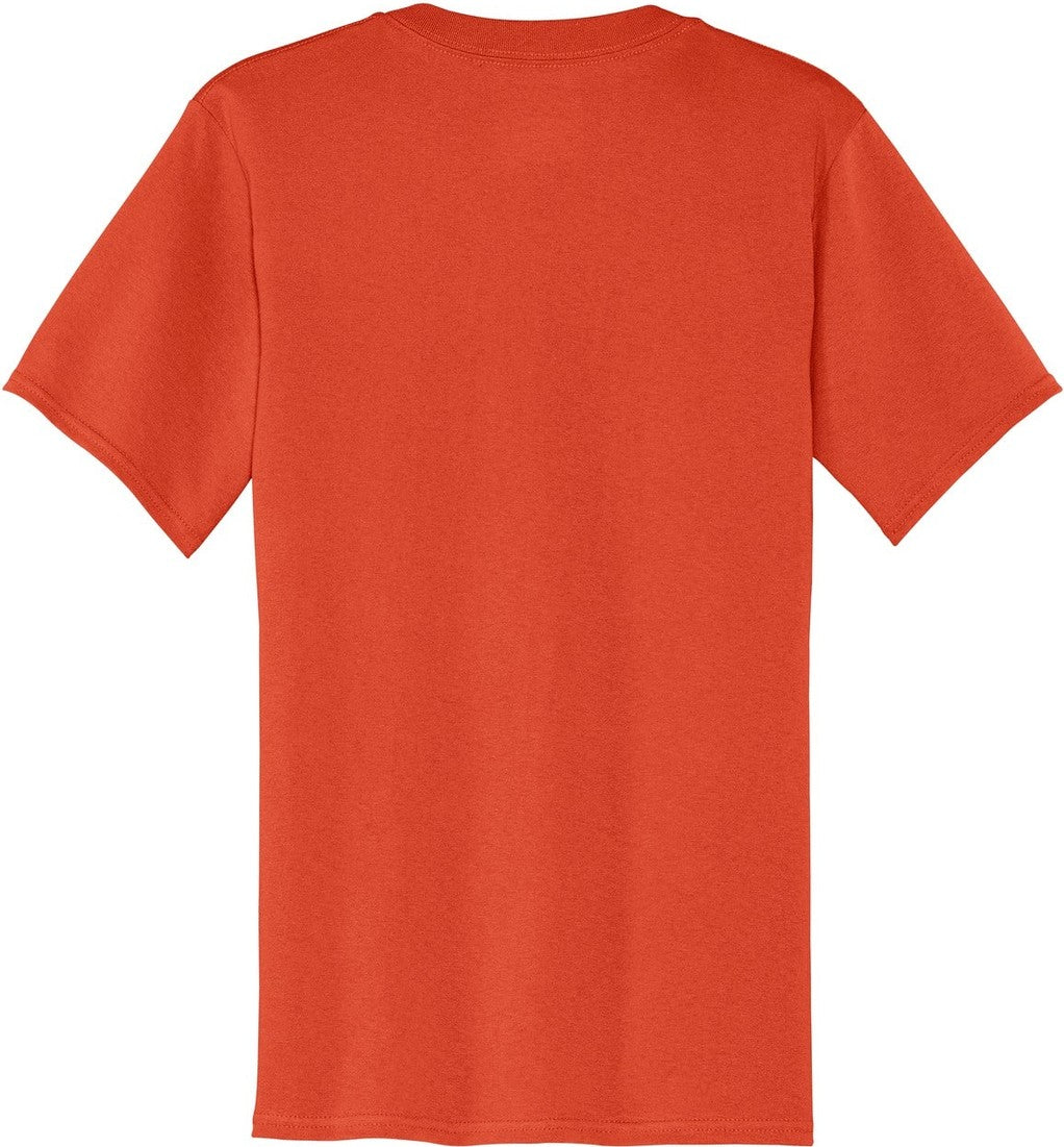 Front View of Orange Port & Co Core Cotton V-Neck Tee. PC54V