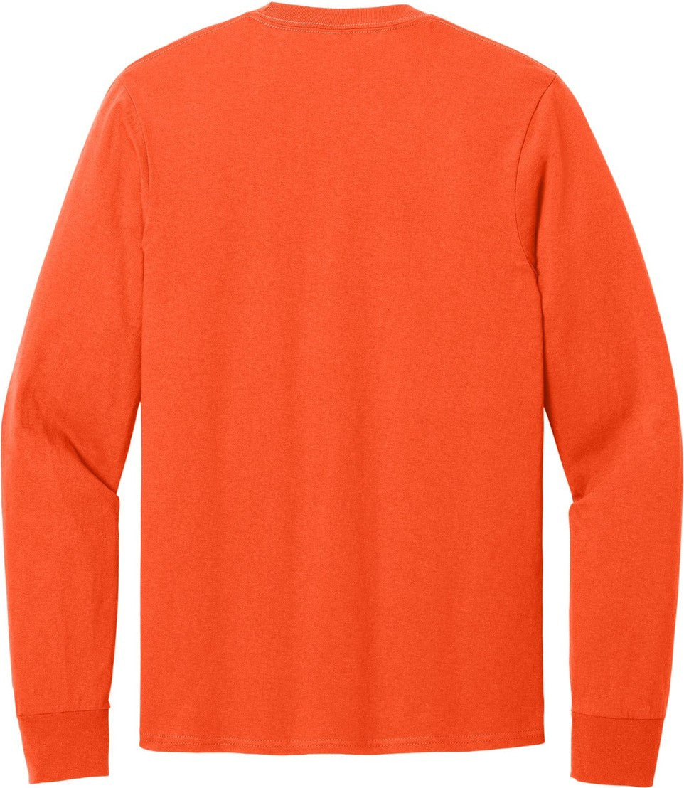 Front View of Orange Port & Co Long Sleeve Core Cotton Tee. PC54LS