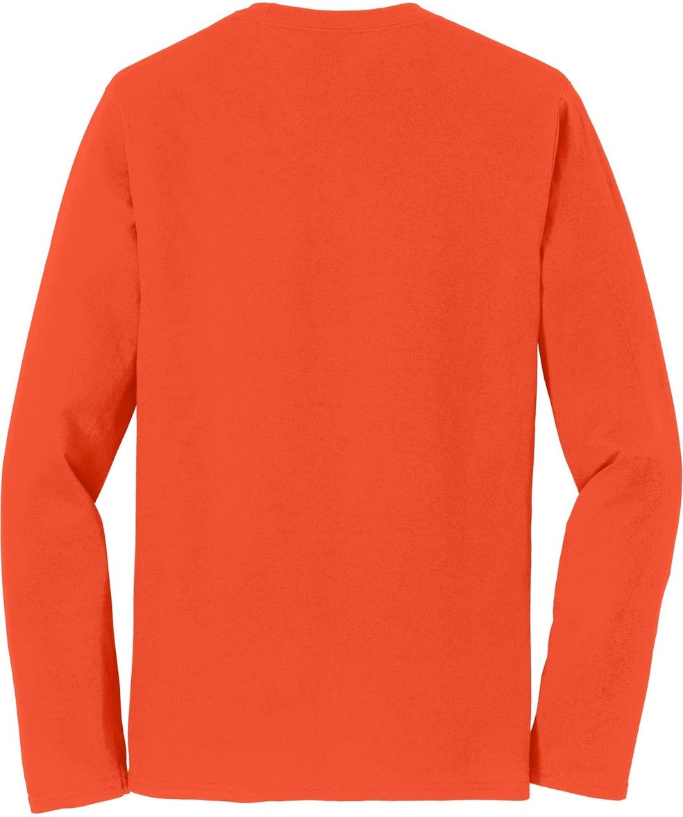 Front View of Orange Port & Co Long Sleeve Fan Favorite Tee. PC450LS