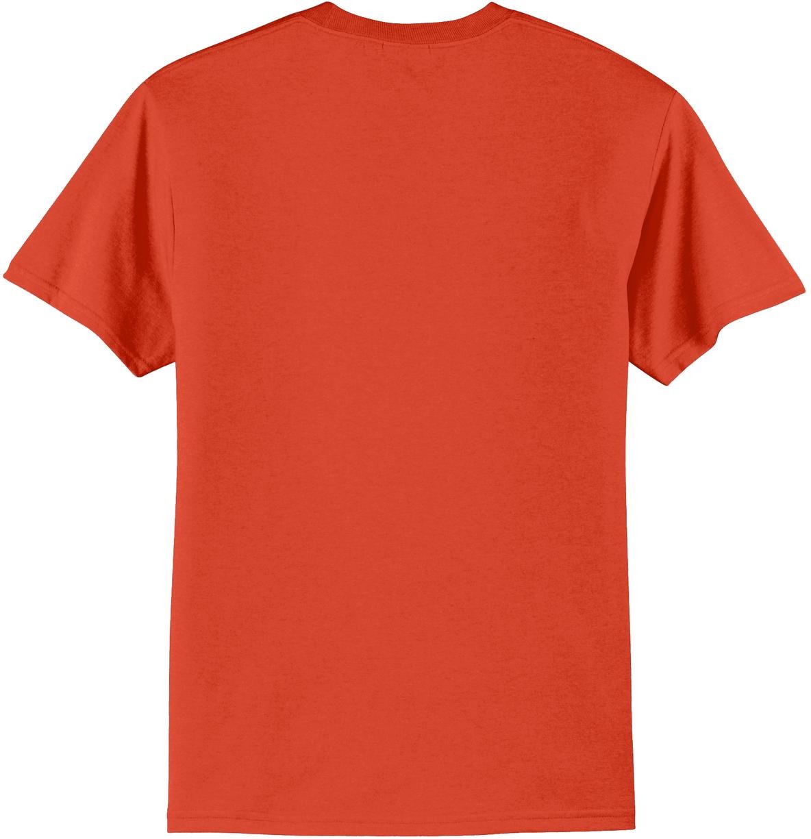 Rear View of Orange Port & Co Tall Core Blend Tee. PC55T