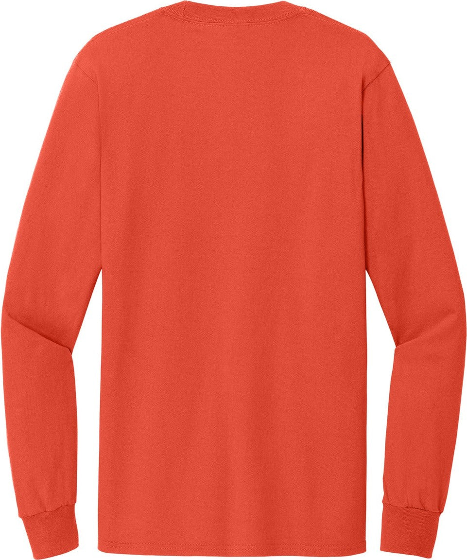 Rear View of Orange Port & Co Tall Long Sleeve Essential Tee. PC61LST