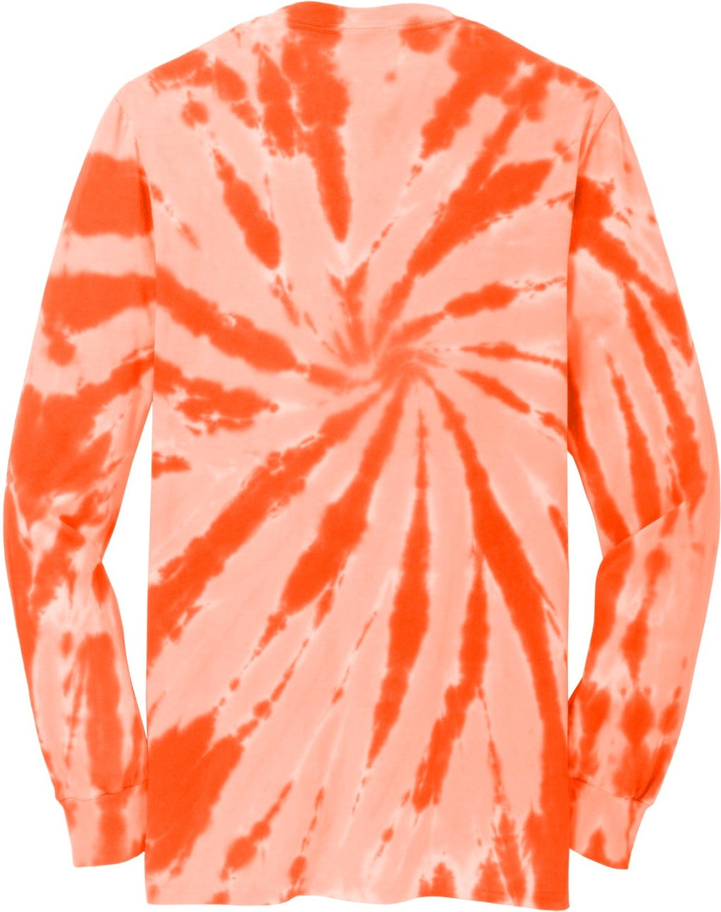 Front View of Orange Port & Co Tie-Dye Long Sleeve Tee. PC147LS