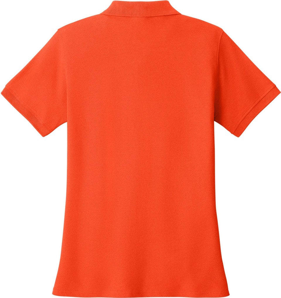Front View of Orange Port & Co Women's Core Blend Pique Polo. LKP155
