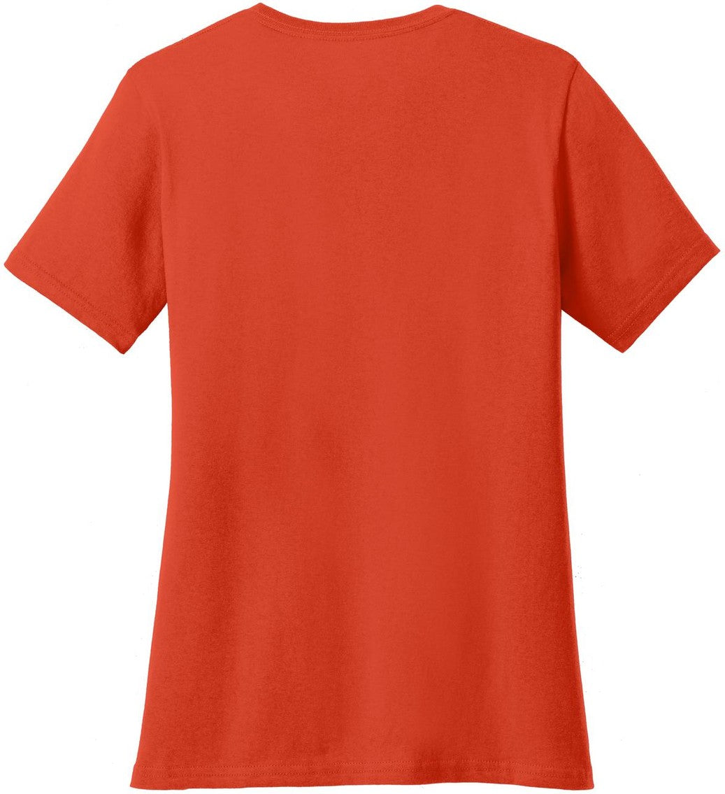 Front View of Orange Port & Co Women's Core Cotton V-Neck Tee. LPC54V