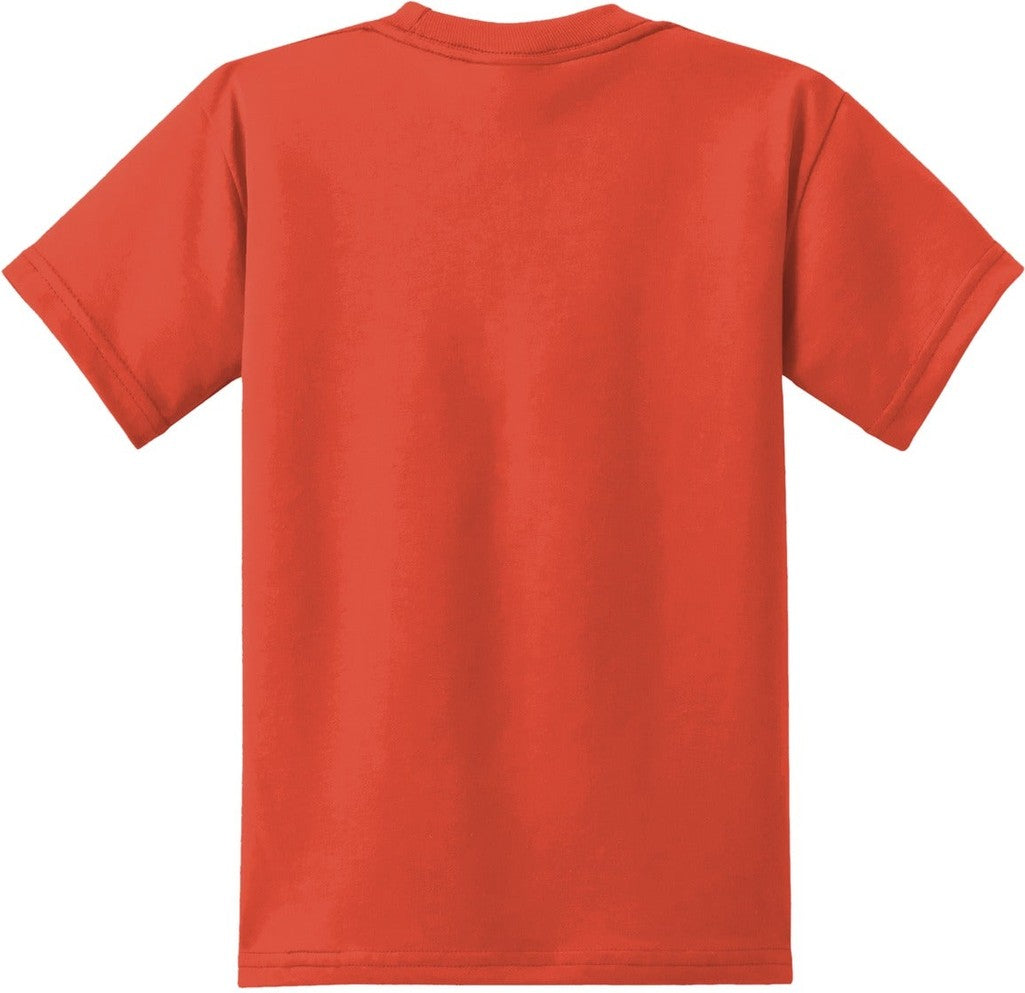 Front View of Orange Port & Co Youth Core Blend Tee. PC55Y