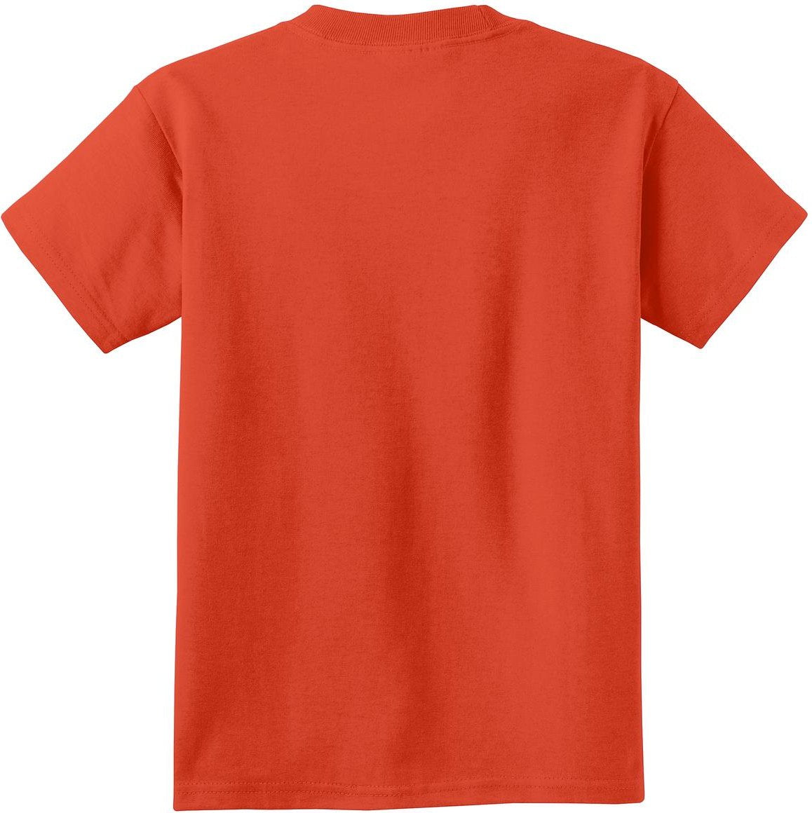 Rear View of Orange Port & Co Youth Core Cotton Tee. PC54Y