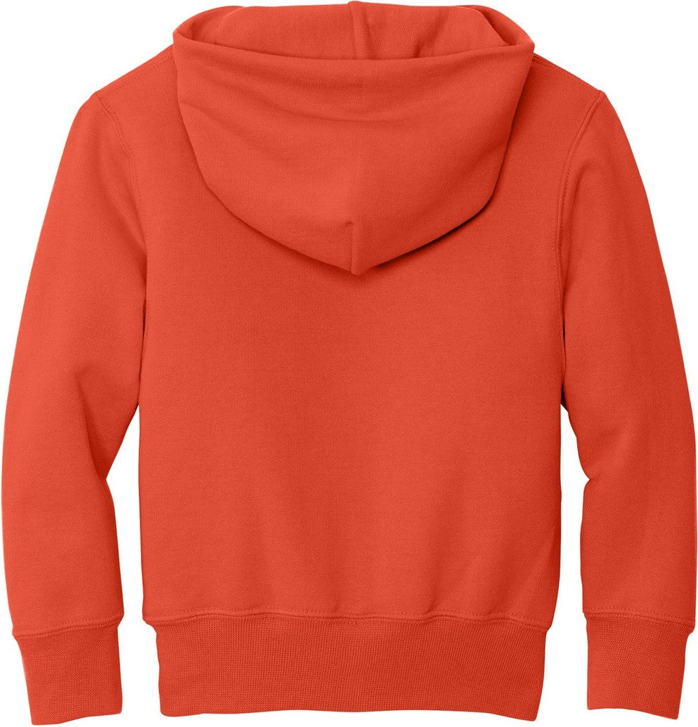 Front View of Orange Port & Co Youth Core Fleece Pullover Hooded Sweatshirt. PC90YH